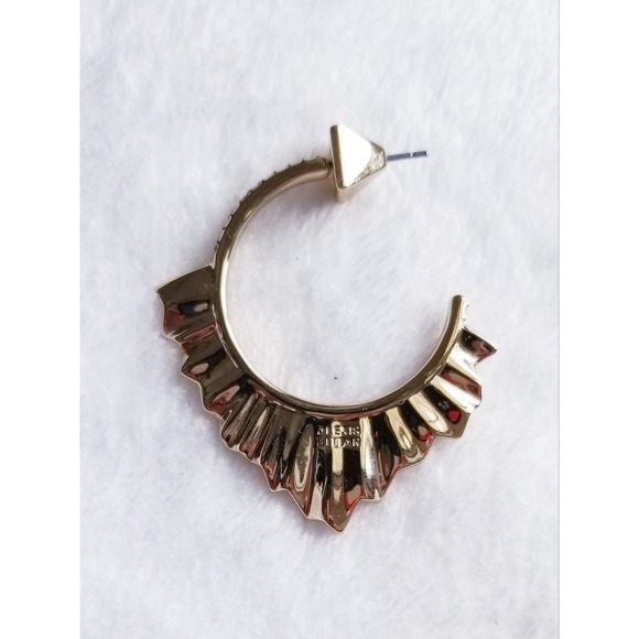 ALEXIS BITTAR crystal-encrusted pleated ruffle hoop engraved pierced earrings - Picture 6 of 10